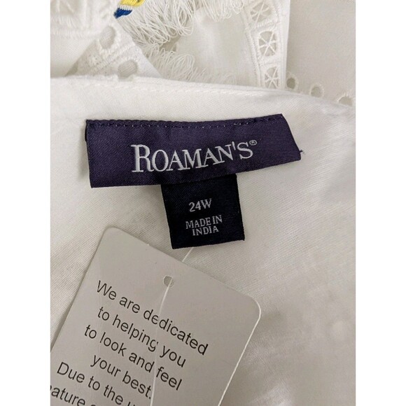 NEW Roamans 24W Dress White Cotton Embroidered Eyelet Tiered Maxi - Picture 10 of 10
